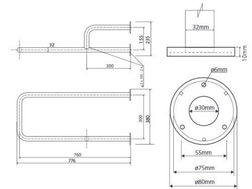 Sapho DISABLE Kapaszkodó fix, jobb 80 cm, inox (301112161) XH536