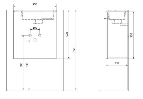 Sapho LATUS III 45x50x23 cm mosdótartó szekrény, mosdó nélkül, velencei tölgy(55549)