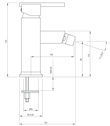 Deante Cubic egykaros bide csaptelep BDD 031M