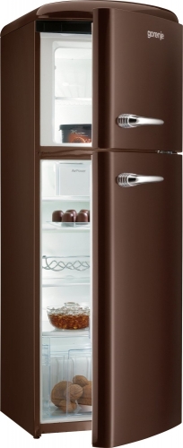 Gorenje szabadonálló felülfagyasztós hűtőszekrény, old timer, A++, étcsokoládé barna RF60309OCH