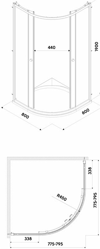 Kolo First íves zuhanykabin 80, satin üveg (ZKPG80214003)