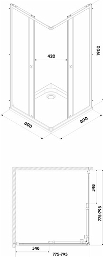 Kolo First szögletes zuhanykabin 80, satin üveg (ZKDK80214003)