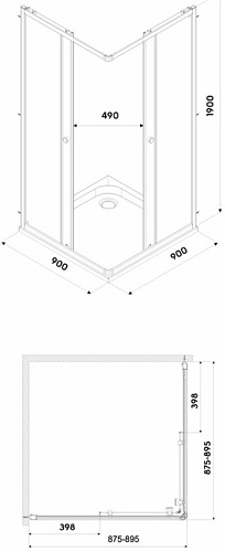 Kolo First szögletes zuhanykabin 90, satin üveg (ZKDK90214003)