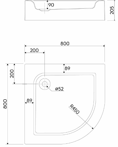 Kolo Standard Plus íves zuhanytálca integrált panellel (80x80 cm, XBN1480000)