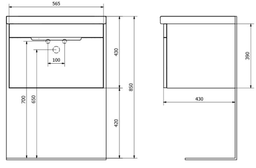 Sapho ELLA 56,5x39x43 cm mosdótartó szekrény 1 fiókkal, mosdó nélkül, fehér (EL060-3030)