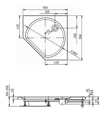 POLYSAN Piano 90x90x4 cm zuhanytálca (71111)