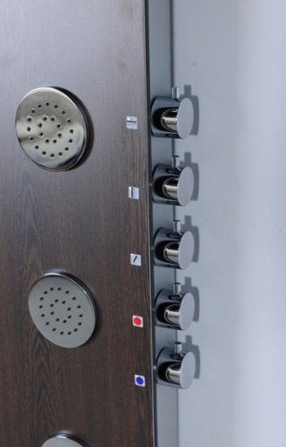 Sapho 5SIDE zuhanypanel keverős csapteleppel 4 masszázsfúvókával, wenge (80213)