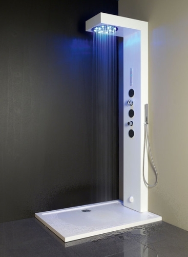 Sapho OVAL zuhanypanel LED fejzuhannyal, gőzzel 220x32x1,3cm, fehér (80800)