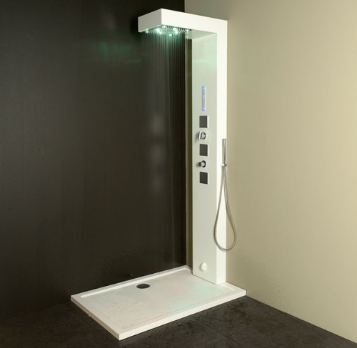 Sapho CUBE zuhanypanel LED fejzuhannyal, gőzzel 220x32x1,3cm, fehér (80810)