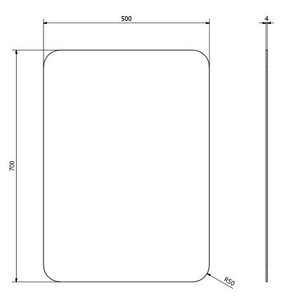 Sapho ISHAPE 50x70 cm tükör, lekerekített sarkokkal, akasztó nélkül (AG457)