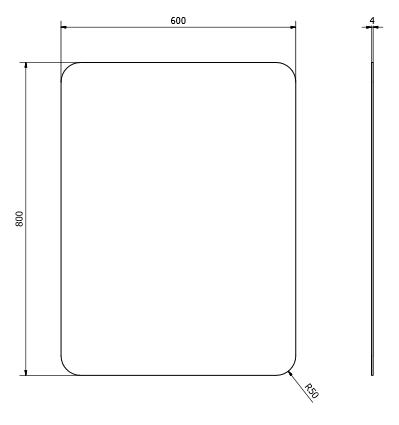 Sapho ISHAPE 60x80 cm tükör, lekerekített sarkokkal, akasztó nélkül (AG468)