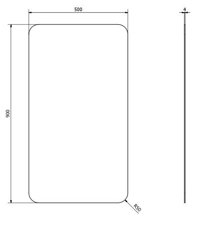 Sapho ISHAPE 50x90 cm tükör, lekerekített sarkokkal, akasztó nélkül (AG495)