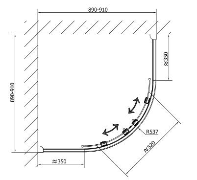 POLYSAN LUCIS LINE 90x90 cm íves zuhanykabin, R550 (DL2615)