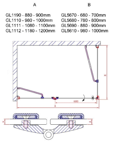 Sapho GELCO Legro 100 cm zuhanykabin ajtó (GL1110)