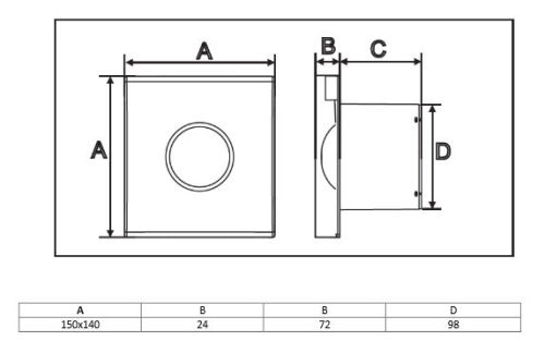 Sapho LITE axiális fürdőszobai ventillátor, 15W, cső átmérő 100mm, sötét szín (LT103)