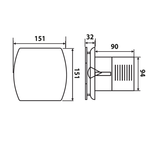 Sapho LEX axiális fürdőszobai ventillátor, 15W, cső átmérő 100mm, fehér (LX101)