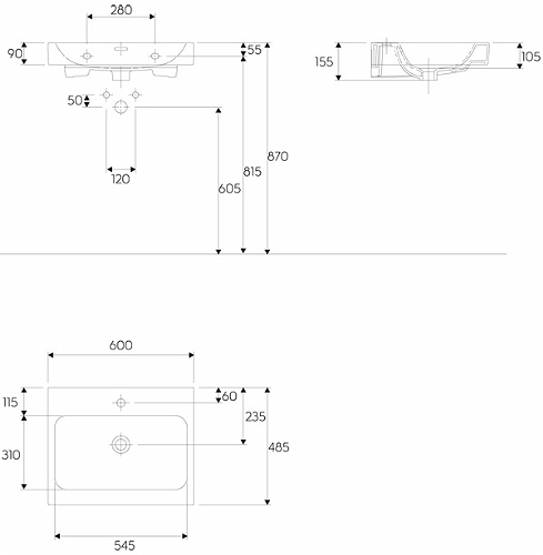Keramag Icon mosdó csaplyukkal 60 (60x48,5 cm, 124060000)