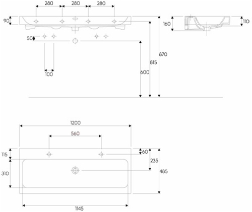 Keramag Icon mosdó 2 csaplyukkal 120 (120x48,5 cm, 124020000)