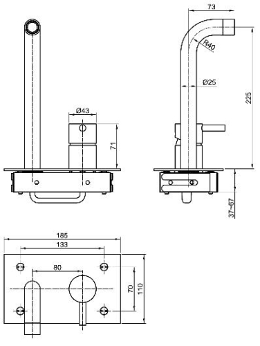 Sapho Minimal falba süllyesztett mosdócsaptelep, inox (MI004)