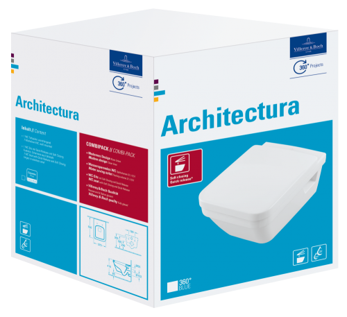 Villeroy & Boch Architectura falra szerelhető wc CeramicPlus felülettel, ülőkével, kombipack 5685 H1 R1 (5685H1R1)