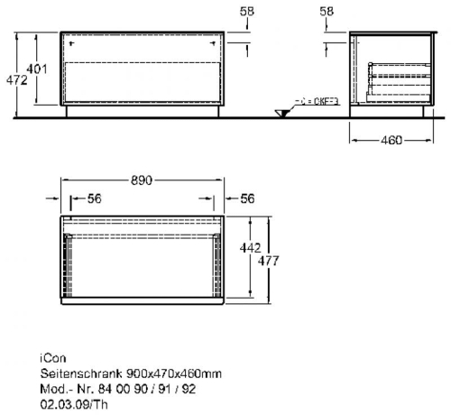 Keramag Icon álló kiegészítő szekrény magasfényű platina (89x47,2x47,7 cm, 840092000)
