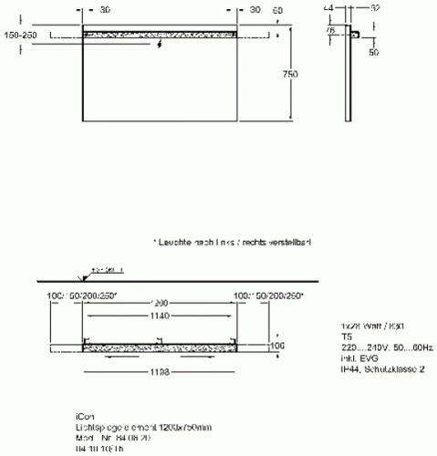 Keramag Icon tükör lámpával 120 (120x75x4 cm, 840720000)
