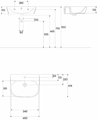 Keramag 4 U mosdó keratect felülettel (60x47,5 cm, 223460600)