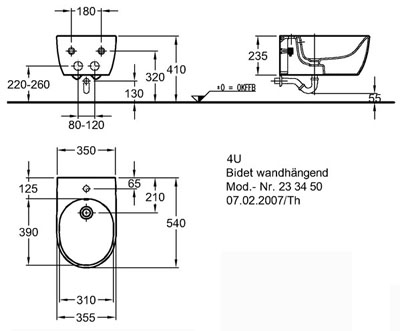 Keramag 4 U fali bidé keratect felülettel (233450600)