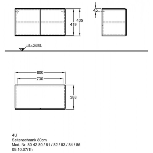 Keramag 4 U alacsony kiegészítő szekrény matt fehér (80x43,5x39 cm, 804280000)