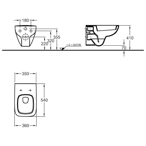 Keramag Renova Nr. 1 Plan fali WC Rimfree, öblítőperem nélkül (202170000)