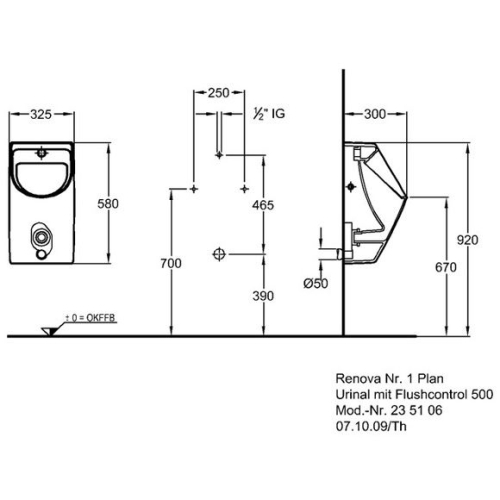 Keramag Renova Nr. 1 Plan vizelde flushcontrol 1000 automatikus öblítéssel (235106000)