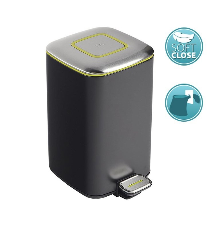 Sapho REGENT szemetes, pedálos, Soft Close, 32l, matt inox/fekete (DR313)