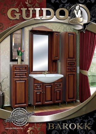 Guido Barokk 1009 oldalsó magas fürdőszoba szekrény 2 ajtós 2 fiókos (32,5x202x33 cm, #Barokk 1009)