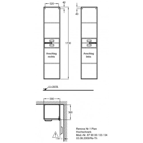 Keramag Renova Nr. 1 Plan magas kiegészítő szekrény magasfényű wenge (39x173x36 cm, 879003000)