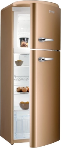Gorenje szabadonálló felülfagyasztós hűtőszekrény, old timer, A++, royal kávé RF60309OCO