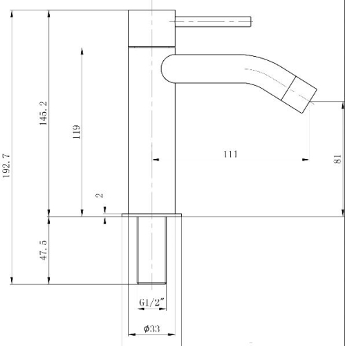 Sapho SMALL mosdó szelep, hidegvizes álló 145 mm, króm (SM24)