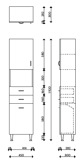 Tboss Bianka M45 fürdőszobai zárt álló szekrény szennyestartóval (matt fehér)