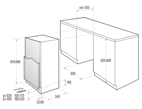 Gorenje pult alá építhető hűtőszekrény A++, fehér RBIU6092AW (527168)