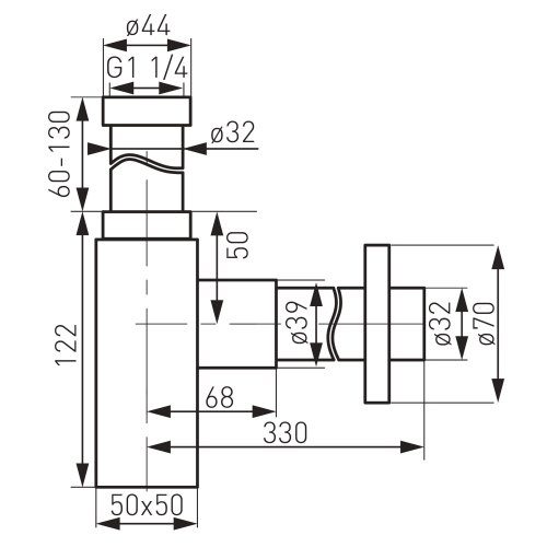 Ferro Quadro szifon 5/4 S280