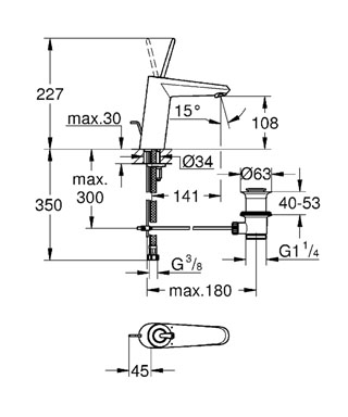 Grohe Eurodisc Joy egykaros fehér mosdócsaptelep M-size 23427 LS0 (23427LS0)