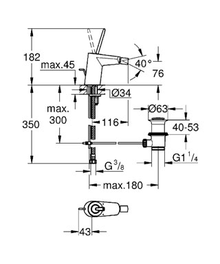 Grohe Eurodisc Joy egykaros fehér bide csaptelep 24036 LS0 (24036LS0)