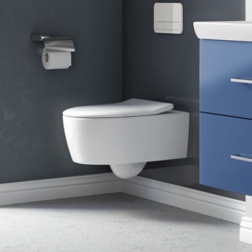 Villeroy & Boch Avento perem nélküli fali wc, Slimseat lassú záródású ülőkével kombi pack 5656RS01 (5656 RS 01)