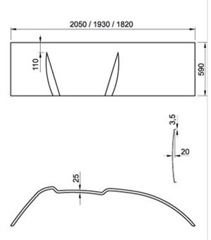 Ravak Asymmetric Aszimmetrikus kád előlap (jobb, 160-as kádhoz) CZ47100000