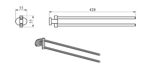 Ravak Chrome CR 340 forgatható dupla törölközőtartó X07P319