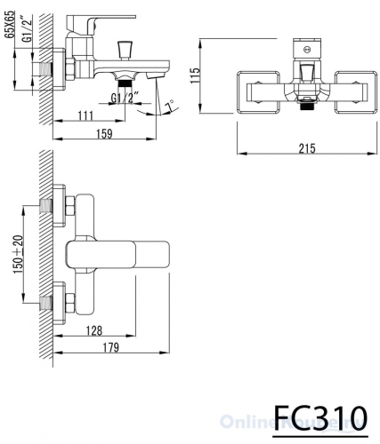 Aqualine FACTOR kád csaptelep zuhanyszett nélkül, króm (FC310)