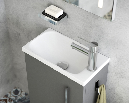 Tboss Lux 40 alsószekrény öntött márvány mosdóval, magasfényű fehér