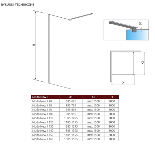 Radaway Modo New II 80 zuhanyfal (389084-01-01)