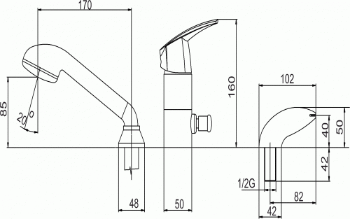 Novaservis Metalia 56 3 lyukas perembe szerelhető kádcsaptelep, króm, STANDARD 50048,0