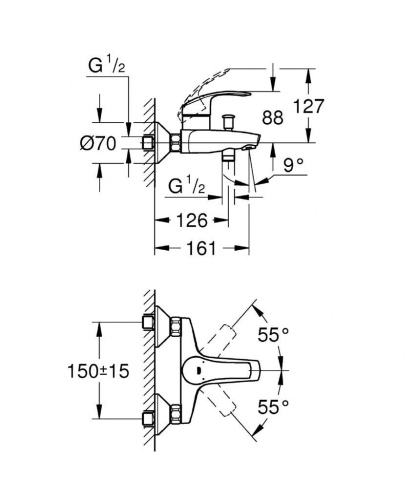 GROHE Eurosmart egykaros kádcsaptelep 33300002 + Grohe Grohclean 500 ml tisztítószer (33300002A)