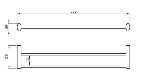 Novaservis Metalia 10 kétrészes törülközőtartó 575 mm, króm 0025,0